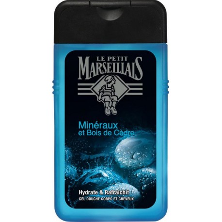 Le Petit Marseillais Douche Homme Minéraux et Bois de Cèdre Corps et Cheveux 250ml (lot de 4)