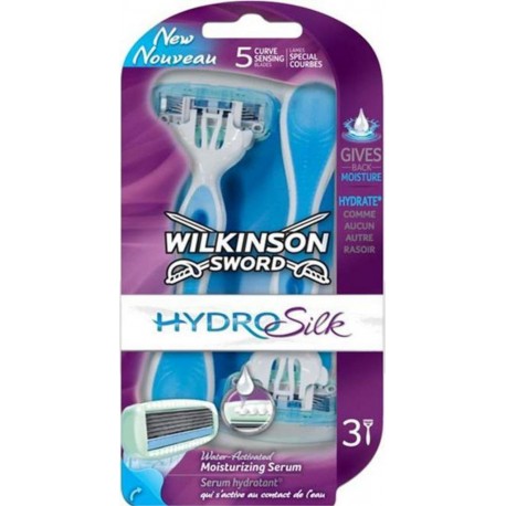 Wilkinson Sword Hydro Silk Serum Hydratant par 3 Rasoirs Jetables pour Femme