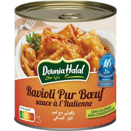 Dounia Halal Ravioli Pur Bœuf sauce à l’Italienne 800g