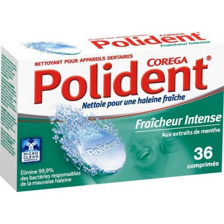 Polident Fraîcheur Intense Aux Extraits de Menthe 36 Comprimés (lot de 3)