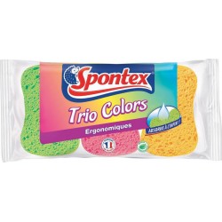 Spontex Eponges Trio Colors Ergonomiques Par 3 (lot de 6 soit 18 éponges)