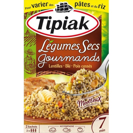 Tipiak Légumes Secs Gourmands Lentilles Blé Pois Cassés par 2 Sachets 330g (lot de 4)