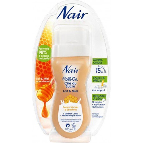 Nair Roll-On Cire au Sucre Lait & Miel Peaux Sèches & Sensibles 100ml