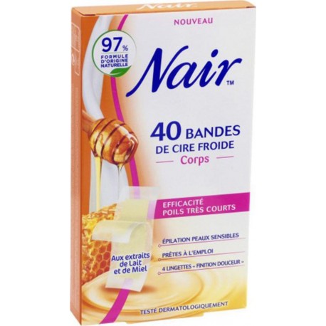 Nair 40 Bandes de Cire Froide Corps aux Extraits de Lait et de Miel