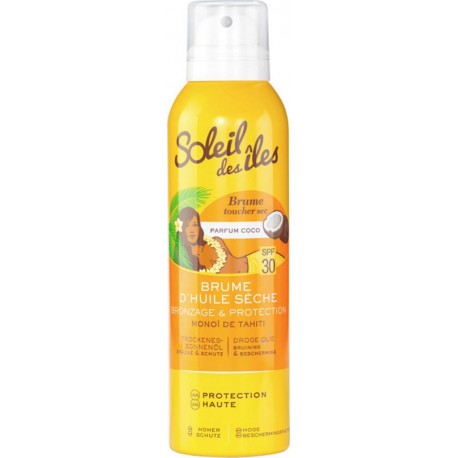 Soleil Des Îles Brume d’Huile Sèche Bronzage & Protection SPF 30 Monoï de Tahiti 200ml