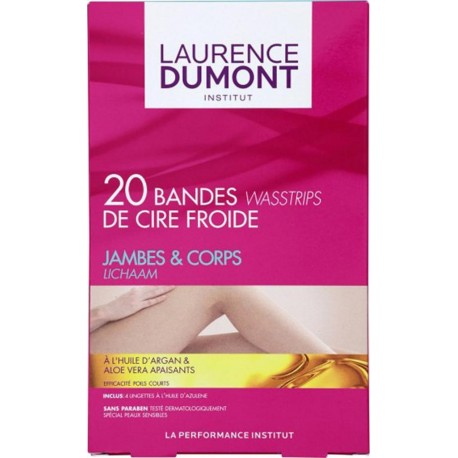 LAURENCE DUMONT Bandes de Cire Froide Jambes & Corps Huile d’Argan Aloe Vera x20