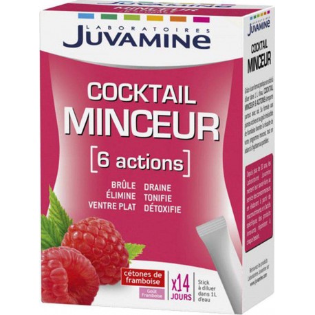Juvamine Cocktail Minceur 6 Actions Brûle Élimine Ventre Plat Draine Tonifie Détoxique Goût Framboise