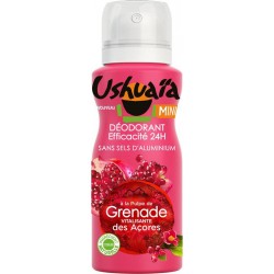 Ushuaïa Mini Déodorant Efficacité 24h à la Pulple de Grenade Vitalisante des Açores 100ml (lot de 4)