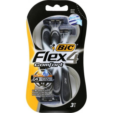 Bic Flex 4 Comfort par 3 Rasoirs Jetables pour Homme Rasage Ultra Doux (lot de 3 soit 9 rasoirs)