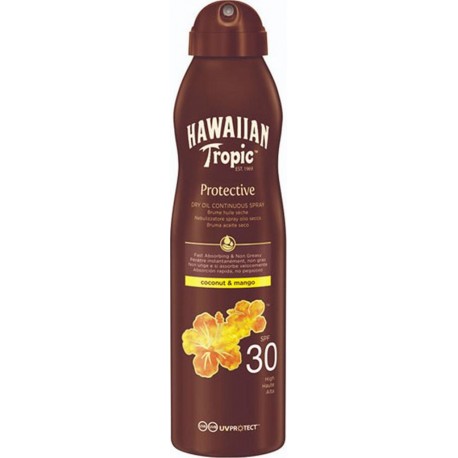 Hawaiian Tropic Protective Dry Oil SPF 30 Coconut & Mango 180ml (lot de 2) bombe 180ml