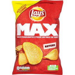 Lay's Chips Max Maxi Craquantes pour un Max de Goût Nature 120g (lot de 6)