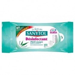 Sanytol Lingettes Désinfectantes Multi-Usages Maxi Format Senteur Eucalyptus 84 Lingettes (lot de 4)
