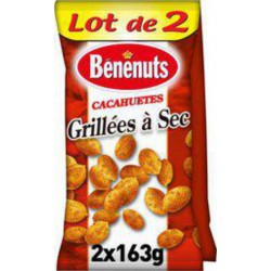 BENENUTS Cacahuètes grillées à sec dorées au four 2x163g 326g
