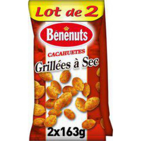 BENENUTS Cacahuètes grillées à sec dorées au four 2x163g 326g