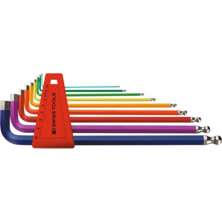 PB Swiss Tools Jeu de clés mâles coudées 6 pans, longues revêtement par poudre, Nombre de tournevis: 9 212.LH-10RB