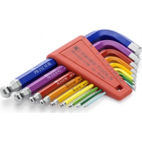 PB Swiss Tools Jeu de clés mâles coudées 6 pans, avec tête sphérique revêtement par poudre, Nombre de tournevis: 9 212.H-10RB